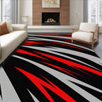 Bold Red Black White Stripe Rug
