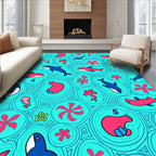 Aqua Coral Sea Life Whimsical Rug