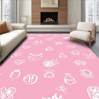 Pink White Sketch Collage Seamless Rug