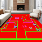Vibrant Neon Maze Game Zone Rug