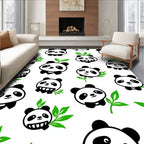 Cute Panda Bear Illustrations Black White Rug
