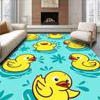 Cheerful Yellow Ducklings Aqua Splash Rug