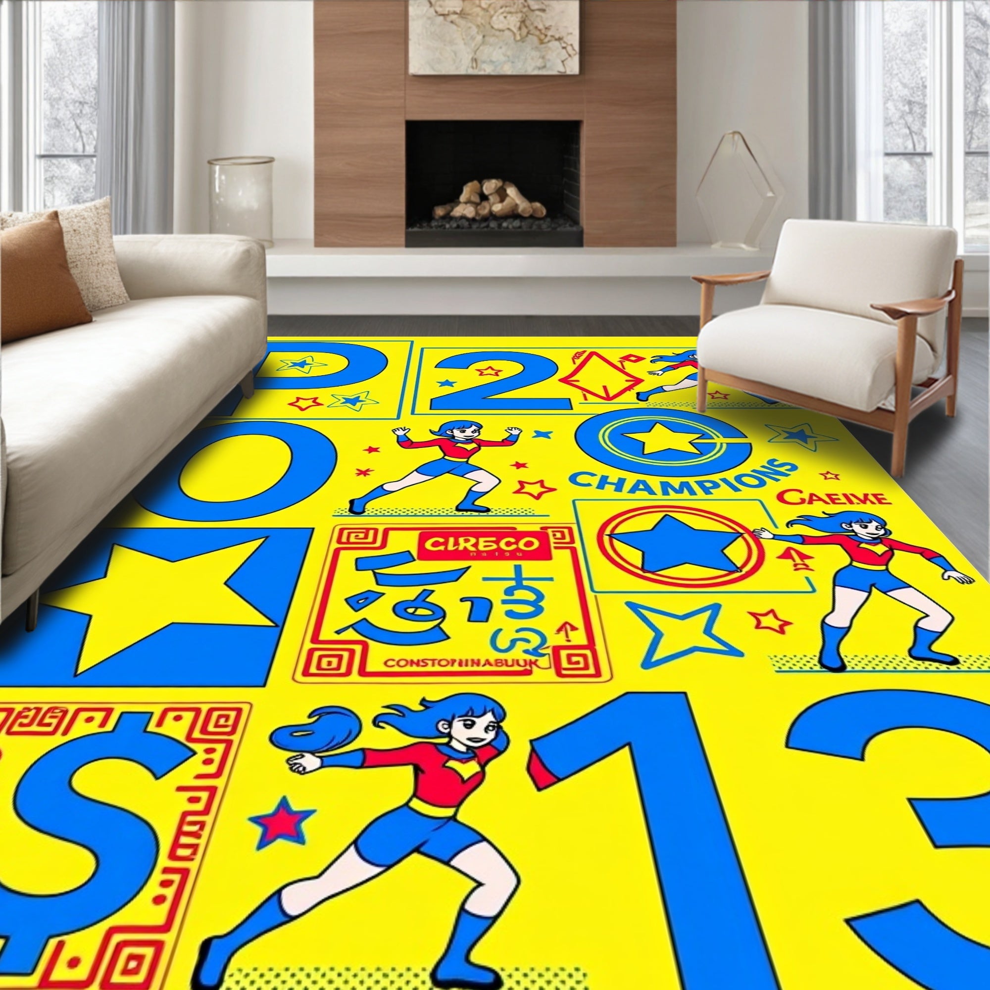 Retro Superhero Comic Starburst Rug