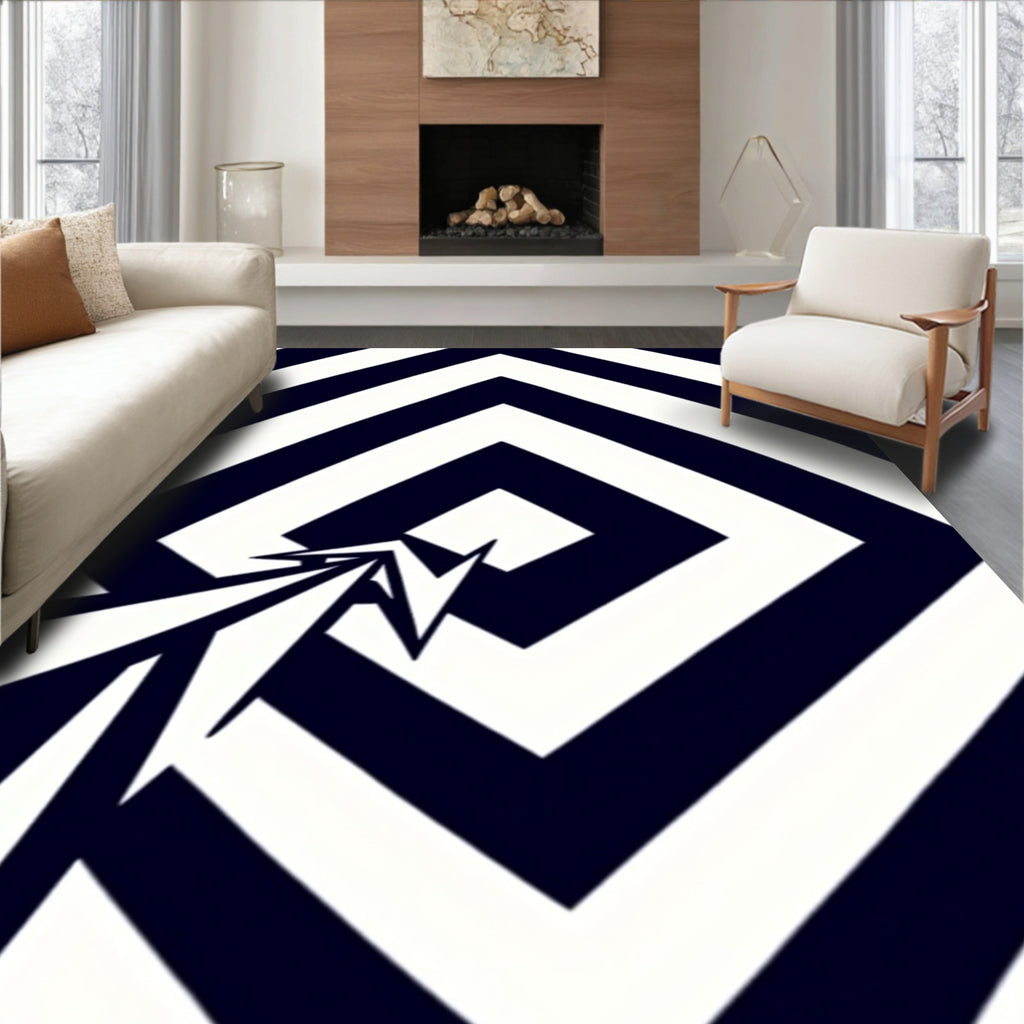 Monochromatic Abstract Optical Illusion Rug
