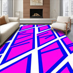 Bold Pink White Geometric Blocks Rug