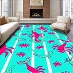 Vibrant Pink Turquoise Creature Stripes Rug