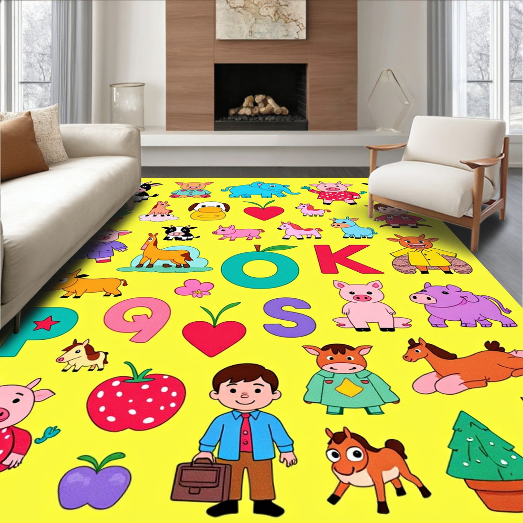 Playful Farm Animals Alphabet Collection Rug