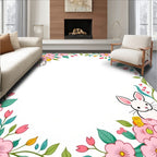 Sweet Pink Blossom Bunny Border Rug