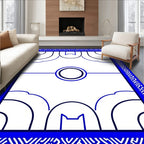 Bold Blue Geometric Arch and Circle Rug