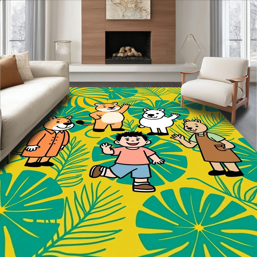 Whimsical Jungle Friends Playful Scene Rug