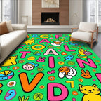 Whimsical Alphabet Friends Garden Collage Rug