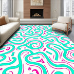 Aquamarine and Magenta Swirl Ribbon Rug