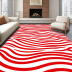 Bold Red Abstract Waves Rug