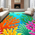 Vibrant Undersea Coral Fish Scene Rug