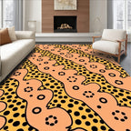 Retro Orange Leopard Spots Circles Rug