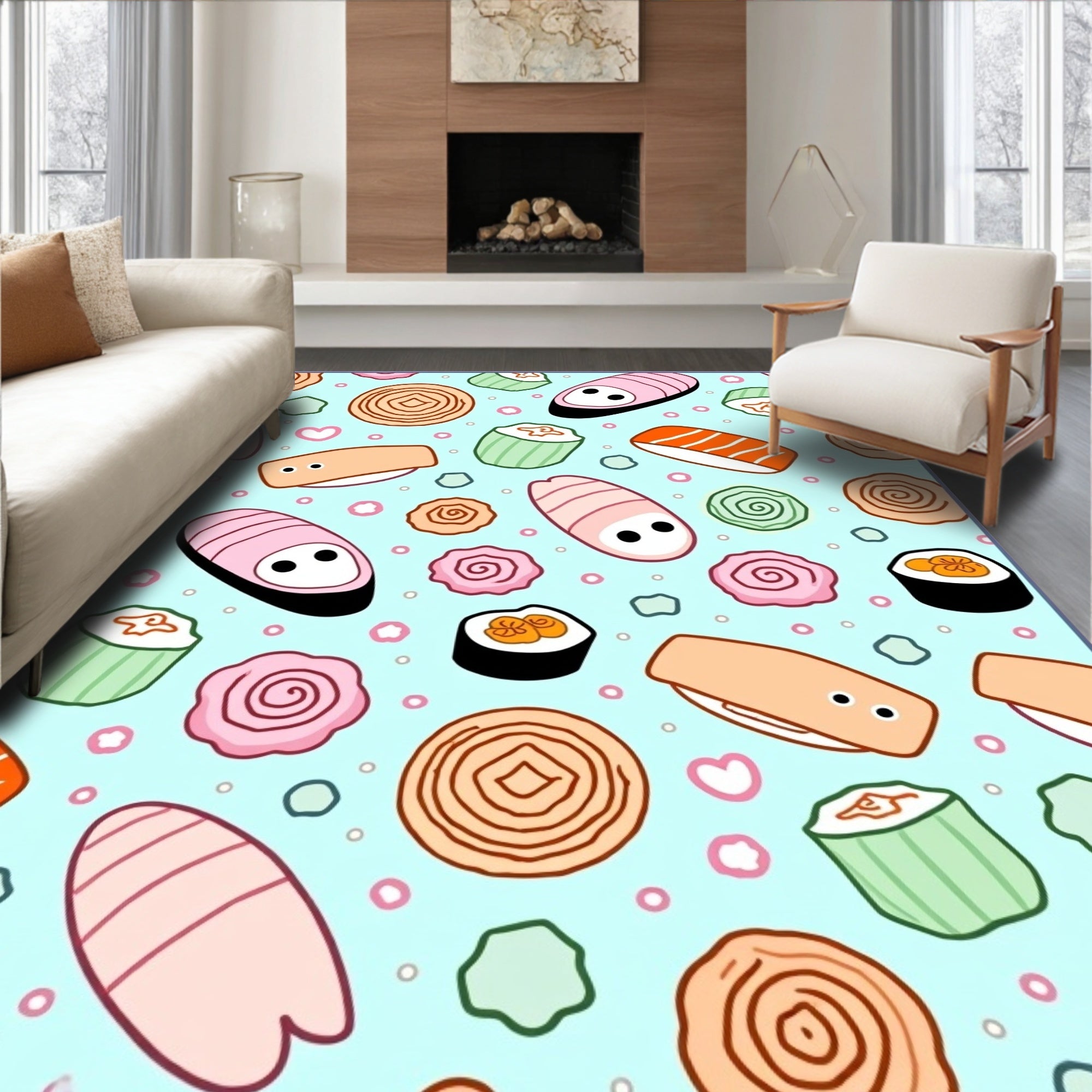 Kawaii Sushi Roll Sea Sprinkle Rug