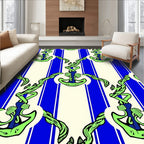 Nautical Green Anchor Blue Stripes Rug