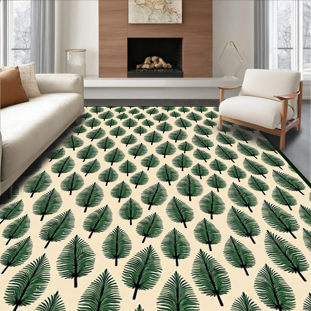 Green Fern Botanical Repeating Pattern Rug