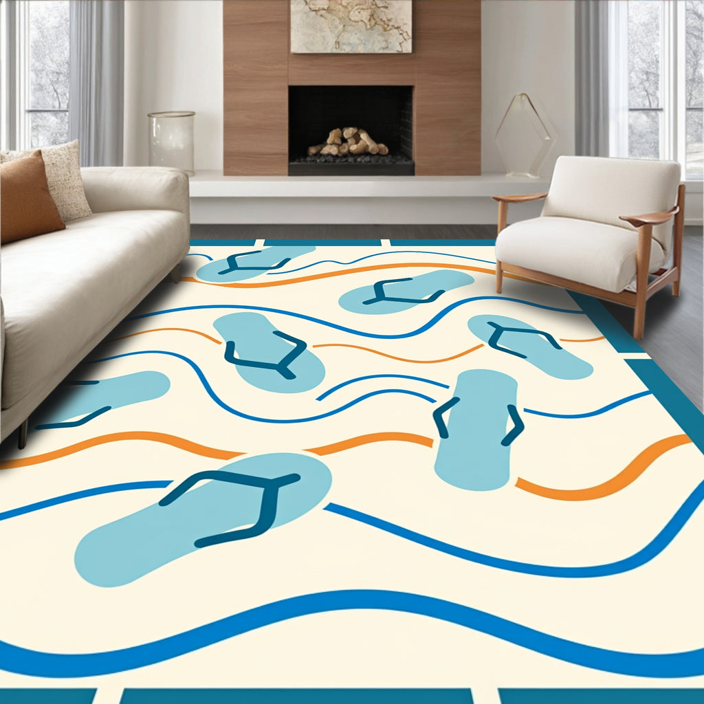 Light Blue Flip Flop Waves Rug