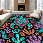 Oceanic Turtle Vibrant Coral Swirls Rug