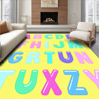 Pink Teal Purple Alphabet Bubble Letters Rug