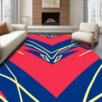Crimson Blue Abstract Chevron Rug