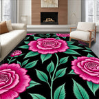 Vibrant Fuchsia Rose Garden Bloom Rug