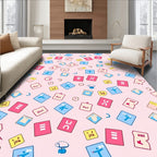 Pink Abstract Figures and Symbols Rug