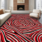 Bold Red Cream Swirling Lines Rug