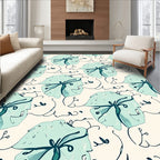Aqua Teal Florals Abstract Scribble Rug