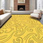 Yellow Swirl Abstract Line Art Rug