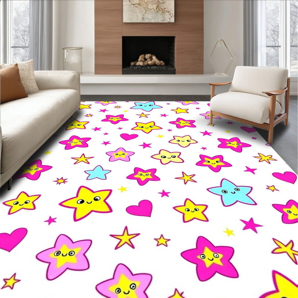 Happy Kawaii Stars Hearts Collection Rug