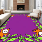 Playful orange characters vine border Rug