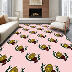 Pink Gold Laurel Leaf Emblem Rug