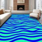 Aqua Blue Wavy Stripes Rug