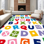 Colorful Alphabet Collage Scattered Letters Rug