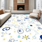 Whimsical Blue Starry Sky Animals Rug