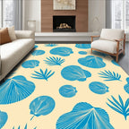 Oceanic Blue Shells and Fronds Rug
