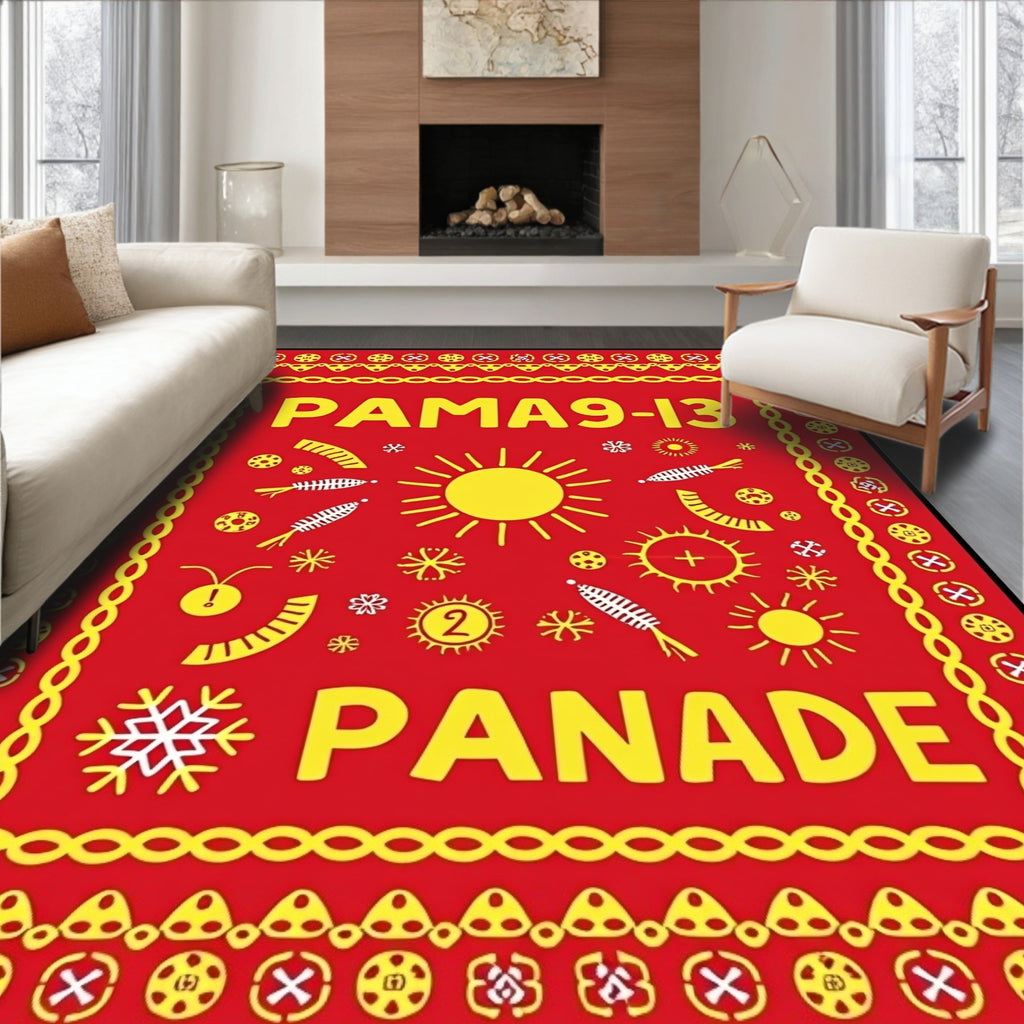 Bright Yellow Sun Celestial Motif Rug