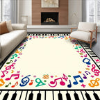 Colorful Music Notes Piano Border Rug