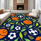 Orange Basketball Soccer Leaf Medley Rug
