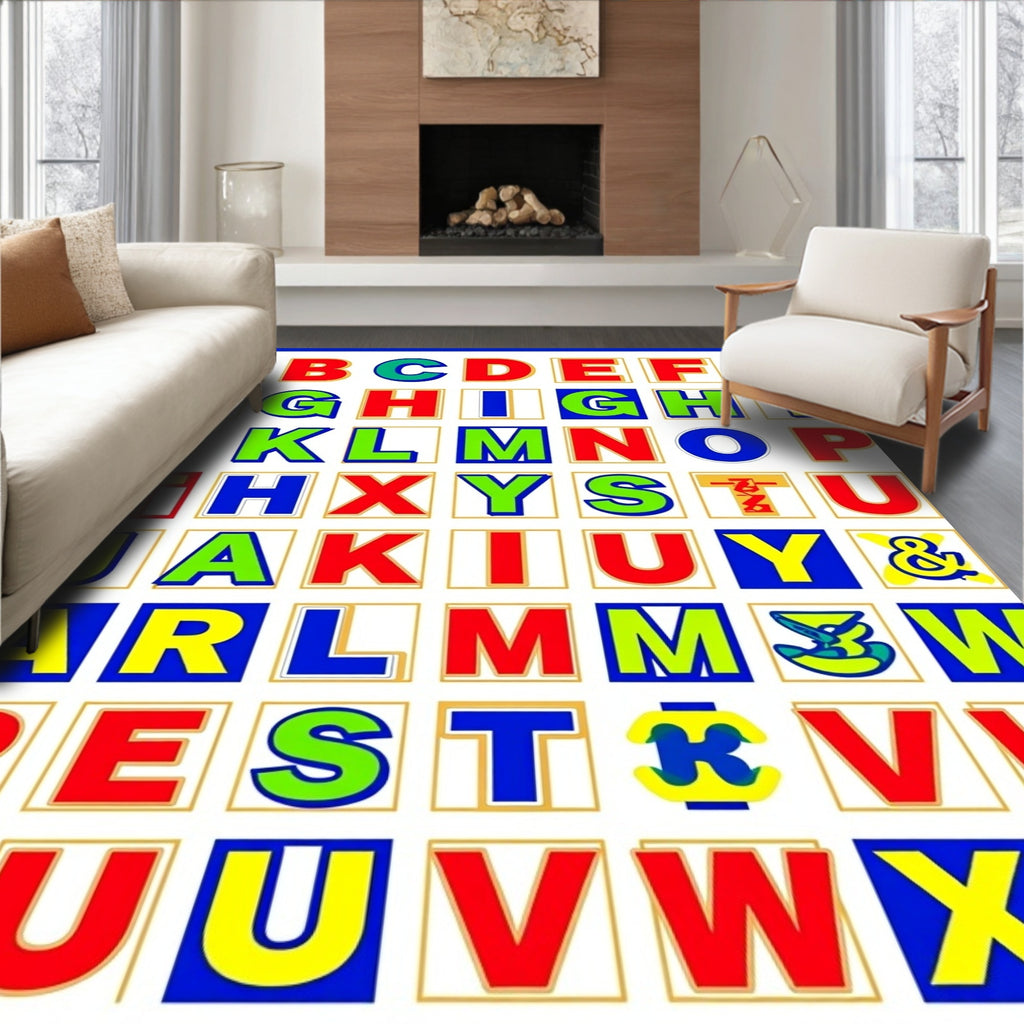 Bold Alphabet Blocks Colorful Graphic Rug