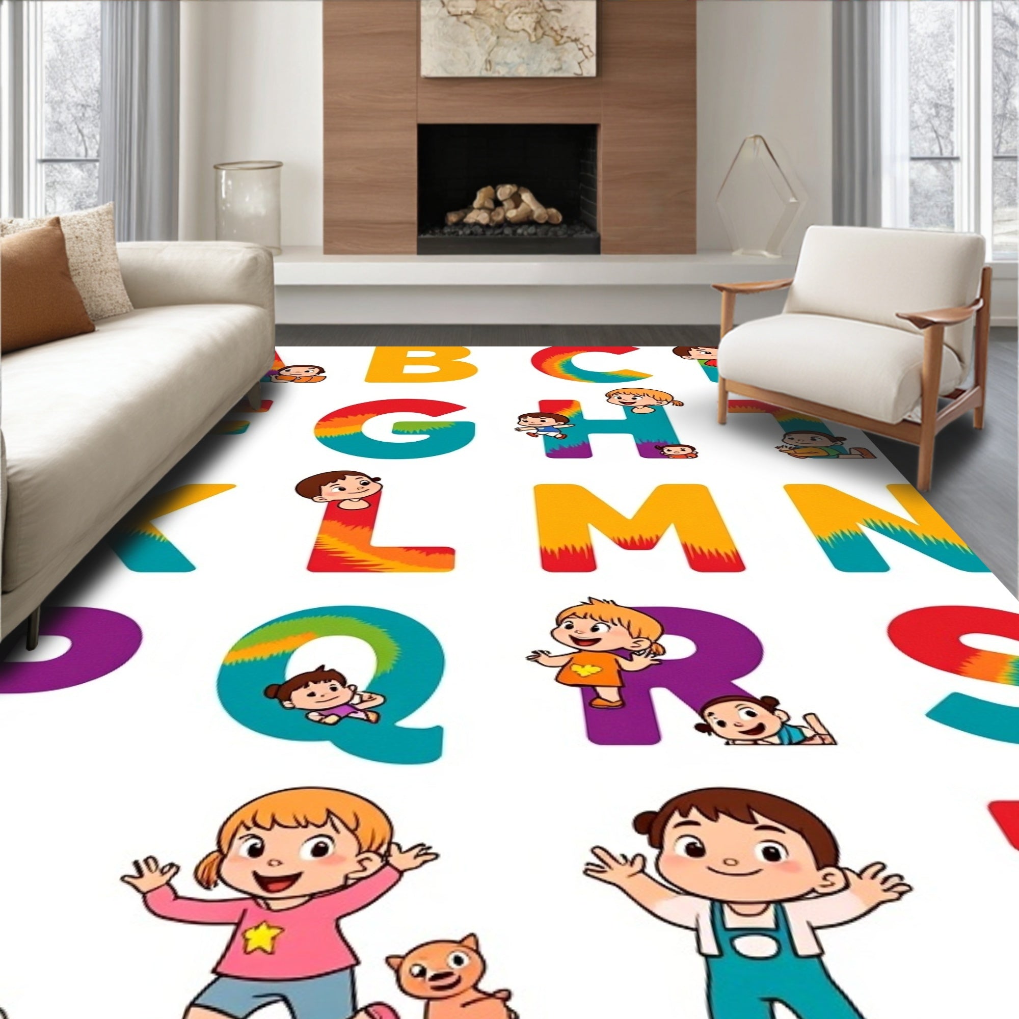 Rainbow Alphabet Kids Graphic Rug