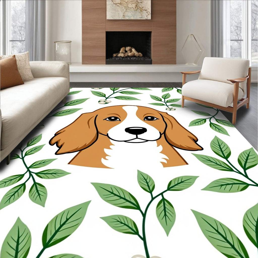 Friendly Beagle Amidst Greenery Rug