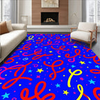 Energetic Red Swirl Starry Blue Rug