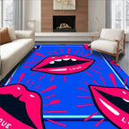Pop Art Blue Pink Lips Blast Rug