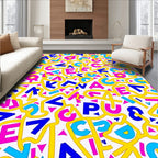 Retro Alphabet Collage Yellow Maze Rug