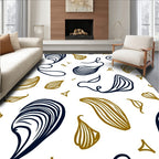 Abstract Navy Gold Swirl Drops Rug