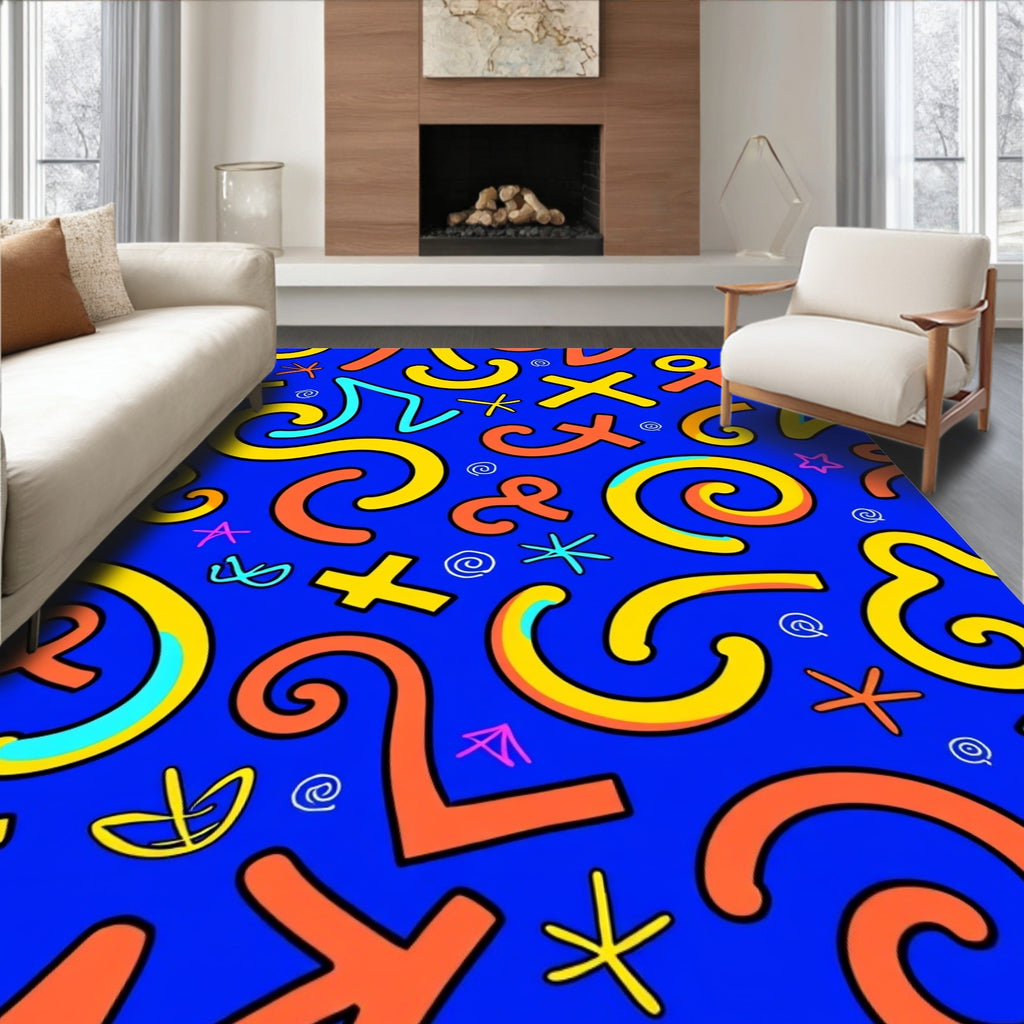 Colorful Abstract Memphis Shapes Rug