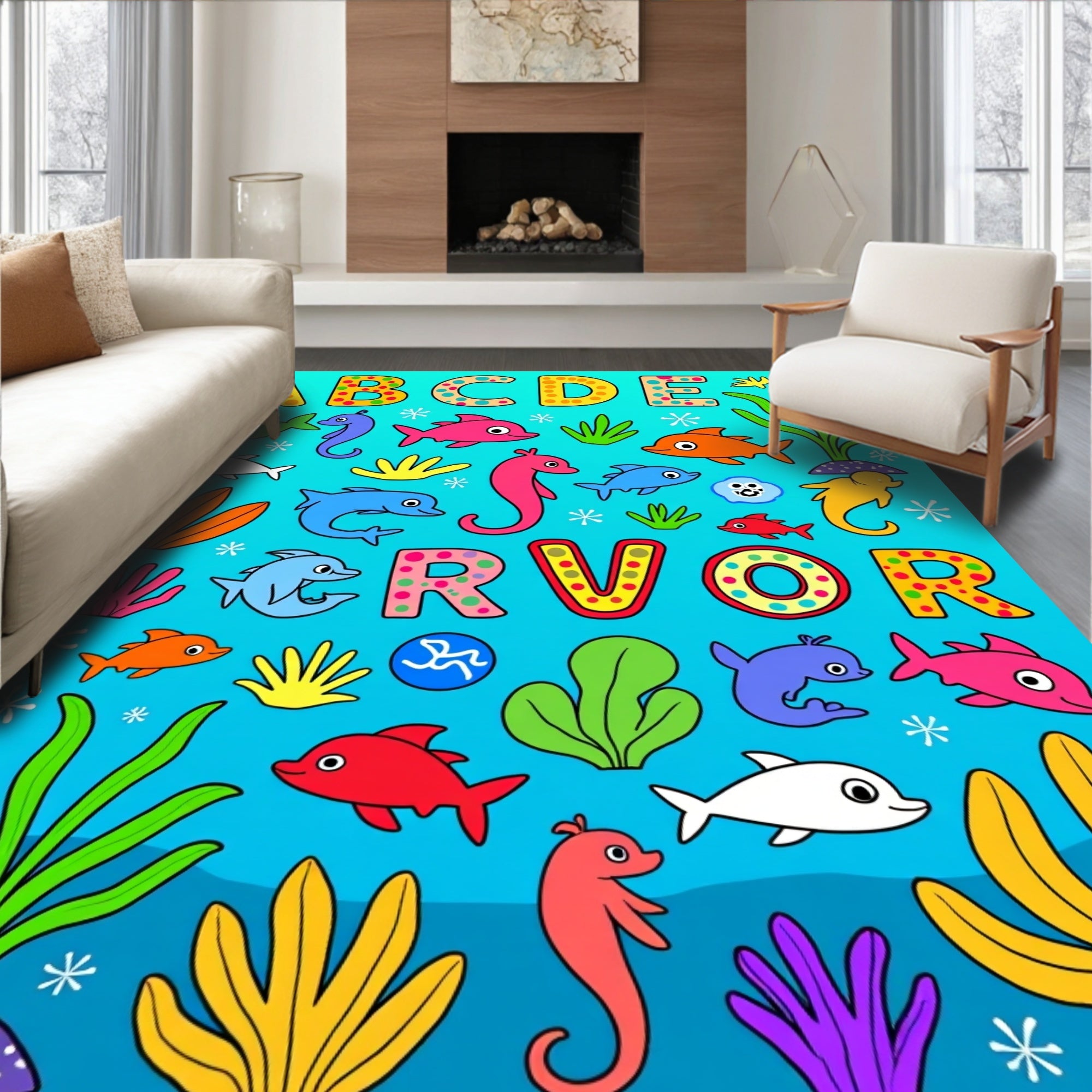 Alphabet Ocean Pals Rug